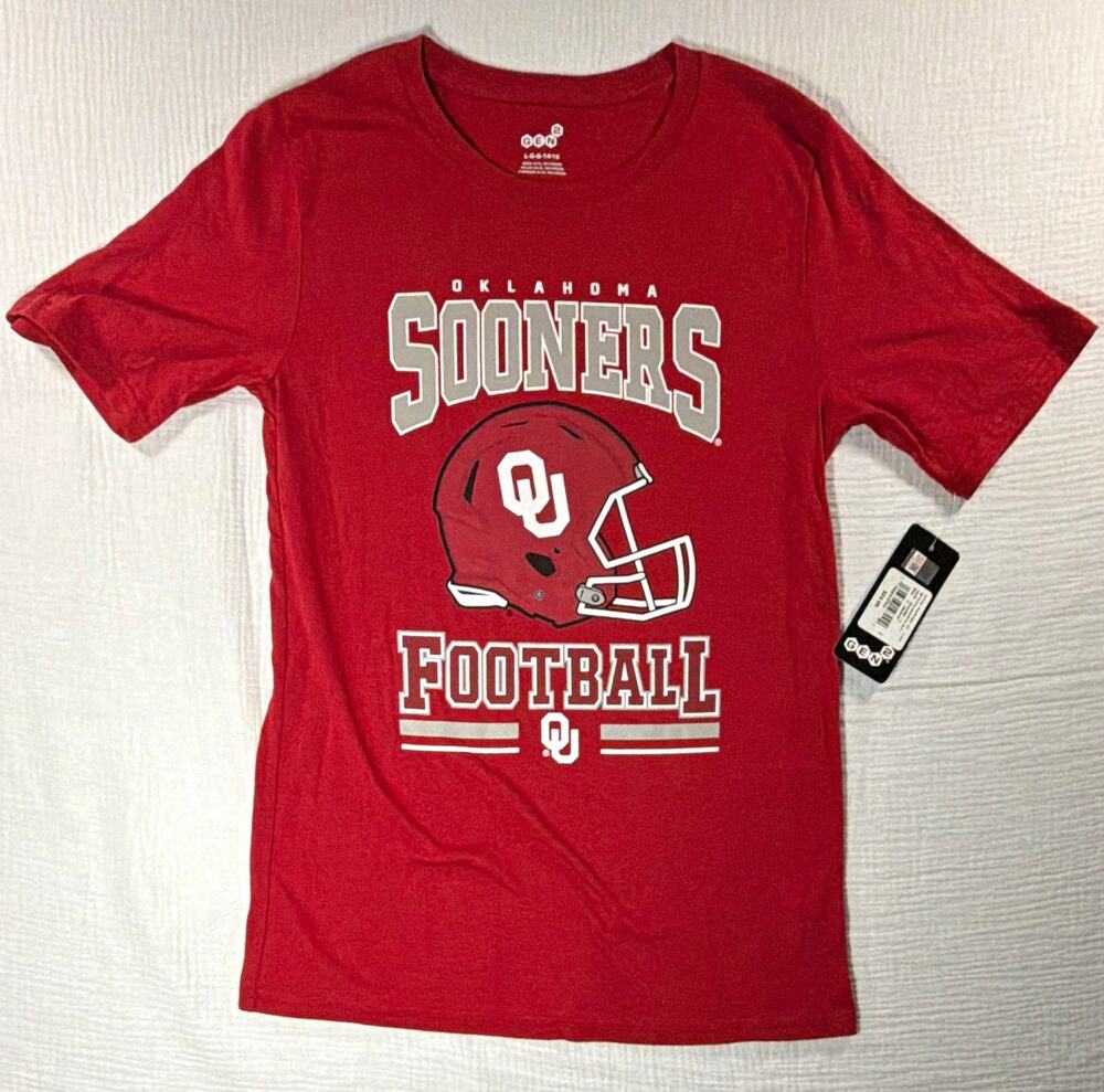 Gen2 Oklahoma Sooners Football Red Short Sleeve T-Shirt Youth Size 14/16